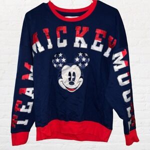 Disneyland Resort Team Mickey Mouse Patriotic Sweatshirt USA Flag Size S‎